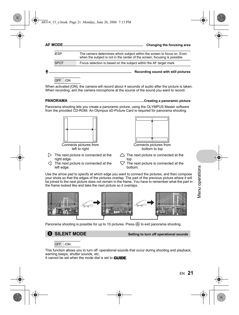 5silent mode | Olympus Stylus 750 User Manual | Page 21 / 80