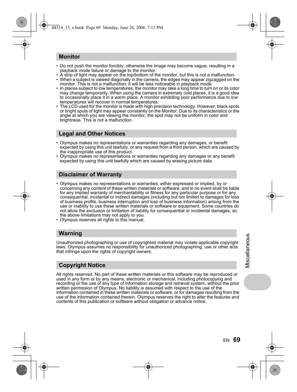 Olympus Stylus 750 User Manual | Page 69 / 80