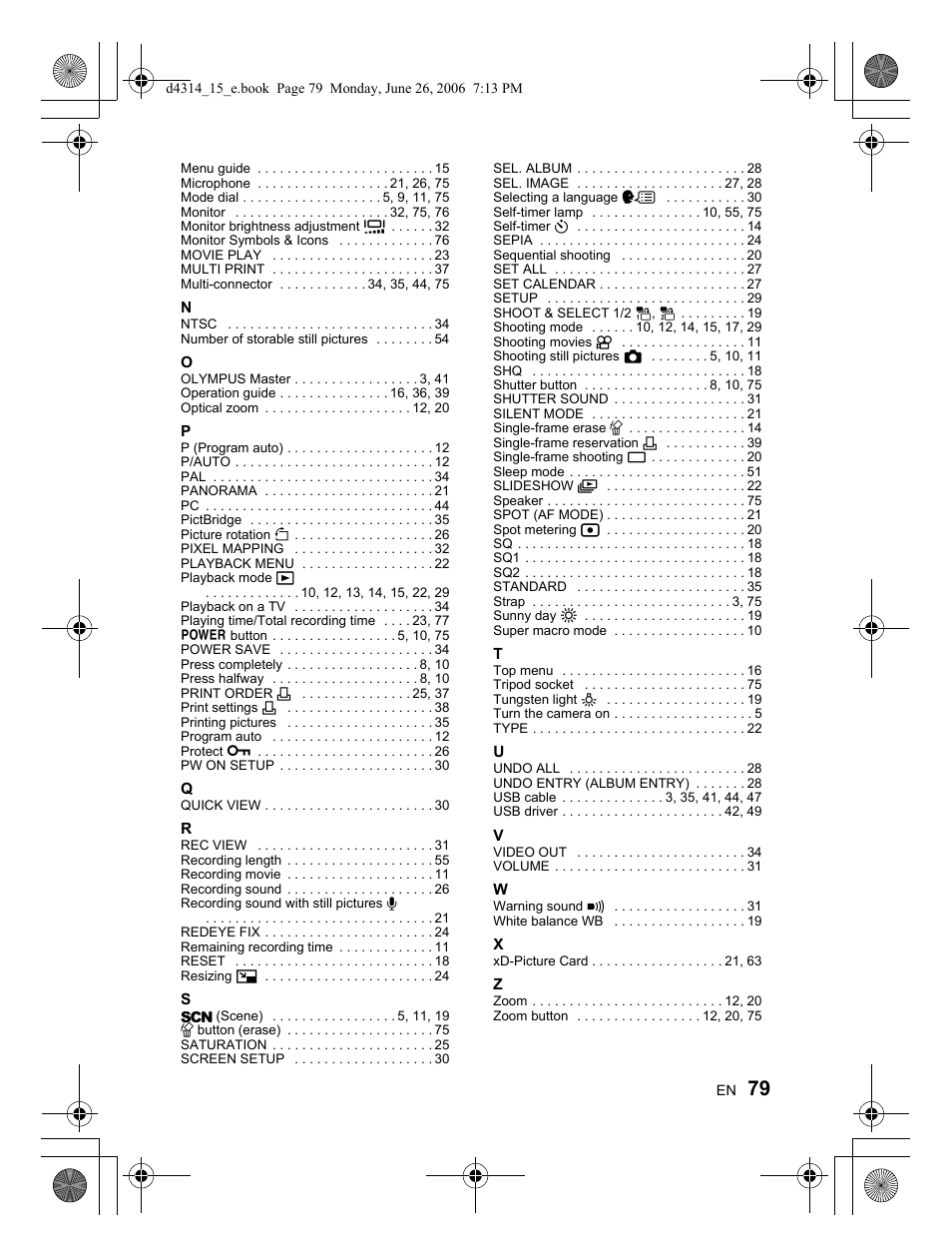 Olympus Stylus 750 User Manual | Page 79 / 80