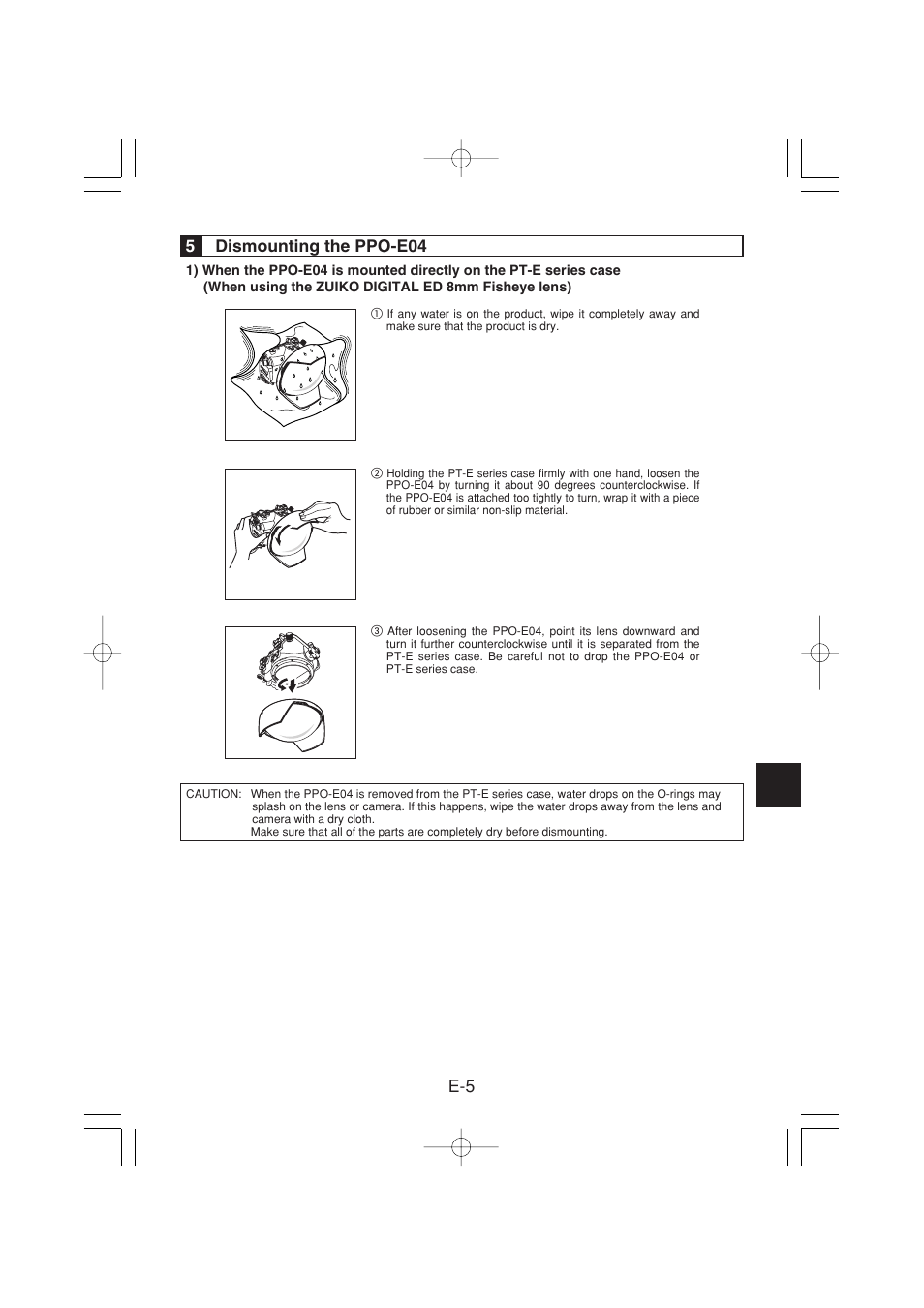 E-5 5 dismounting the ppo-e04 | Olympus PPO-E04 User Manual | Page 17 / 80