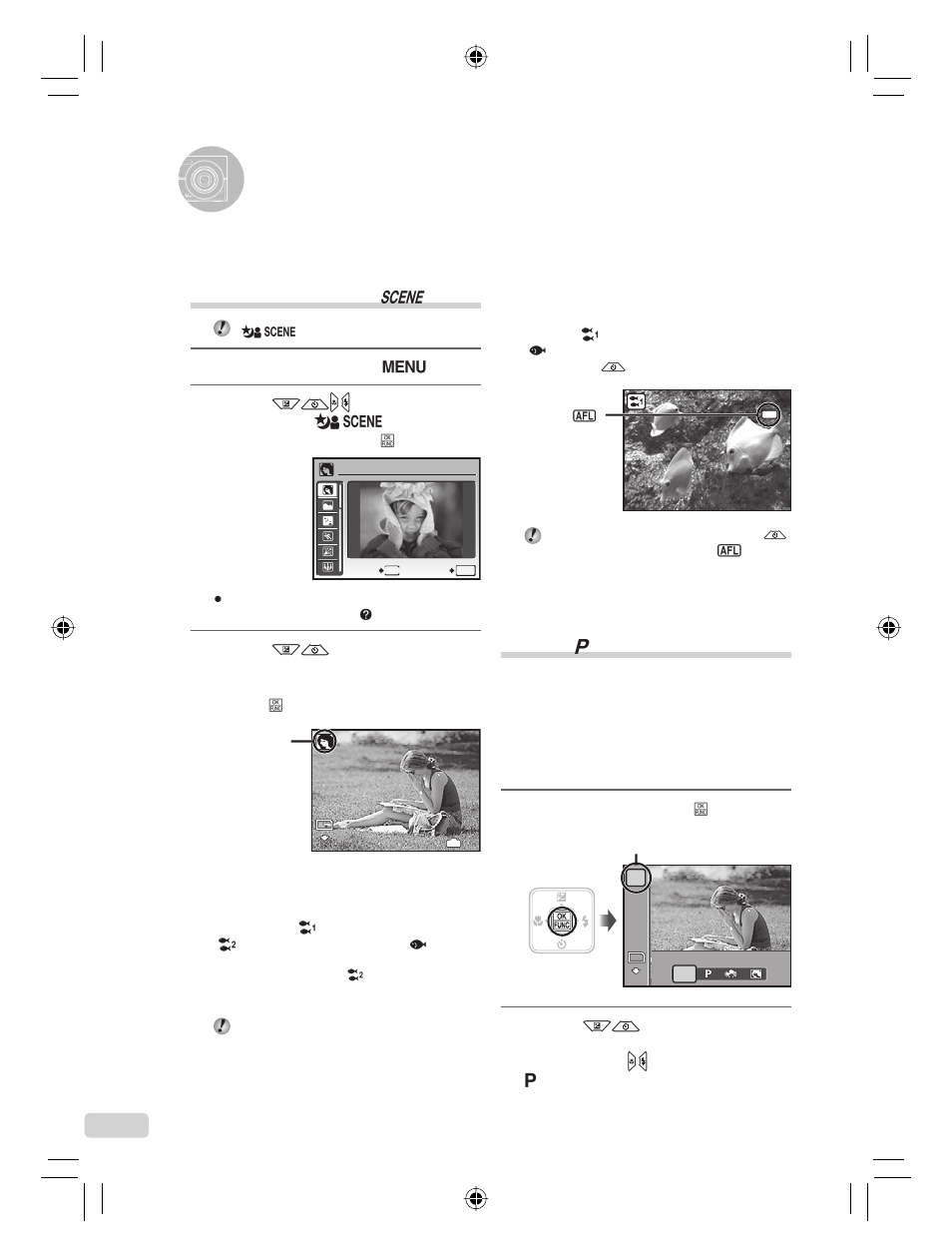 Utiliser les modes prise de vue, 34 fr | Olympus FE-360 User Manual | Page 34 / 124