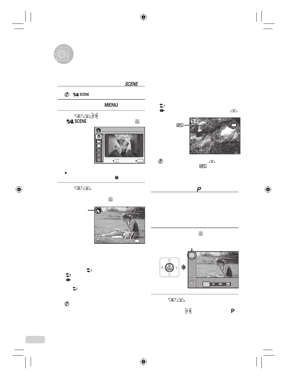 Uso de los modos de toma, 58 es | Olympus FE-360 User Manual | Page 58 / 124