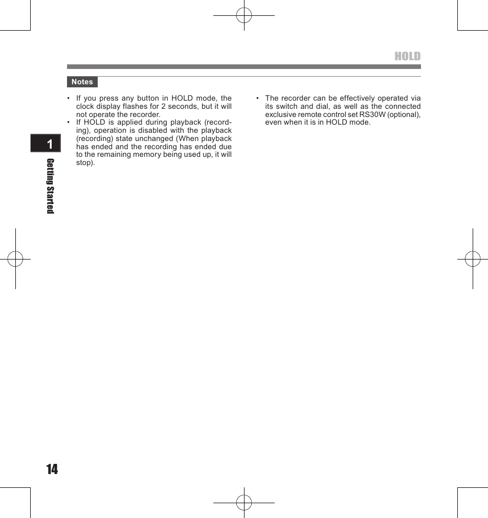 Hold | Olympus LS-11 User Manual | Page 14 / 86