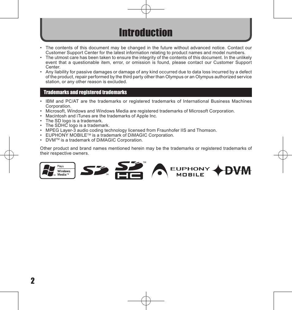 Introduction | Olympus LS-11 User Manual | Page 2 / 86