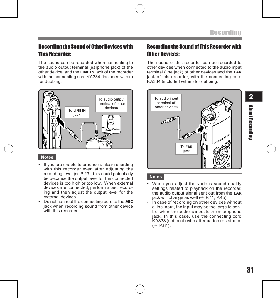 Recording | Olympus LS-11 User Manual | Page 31 / 86