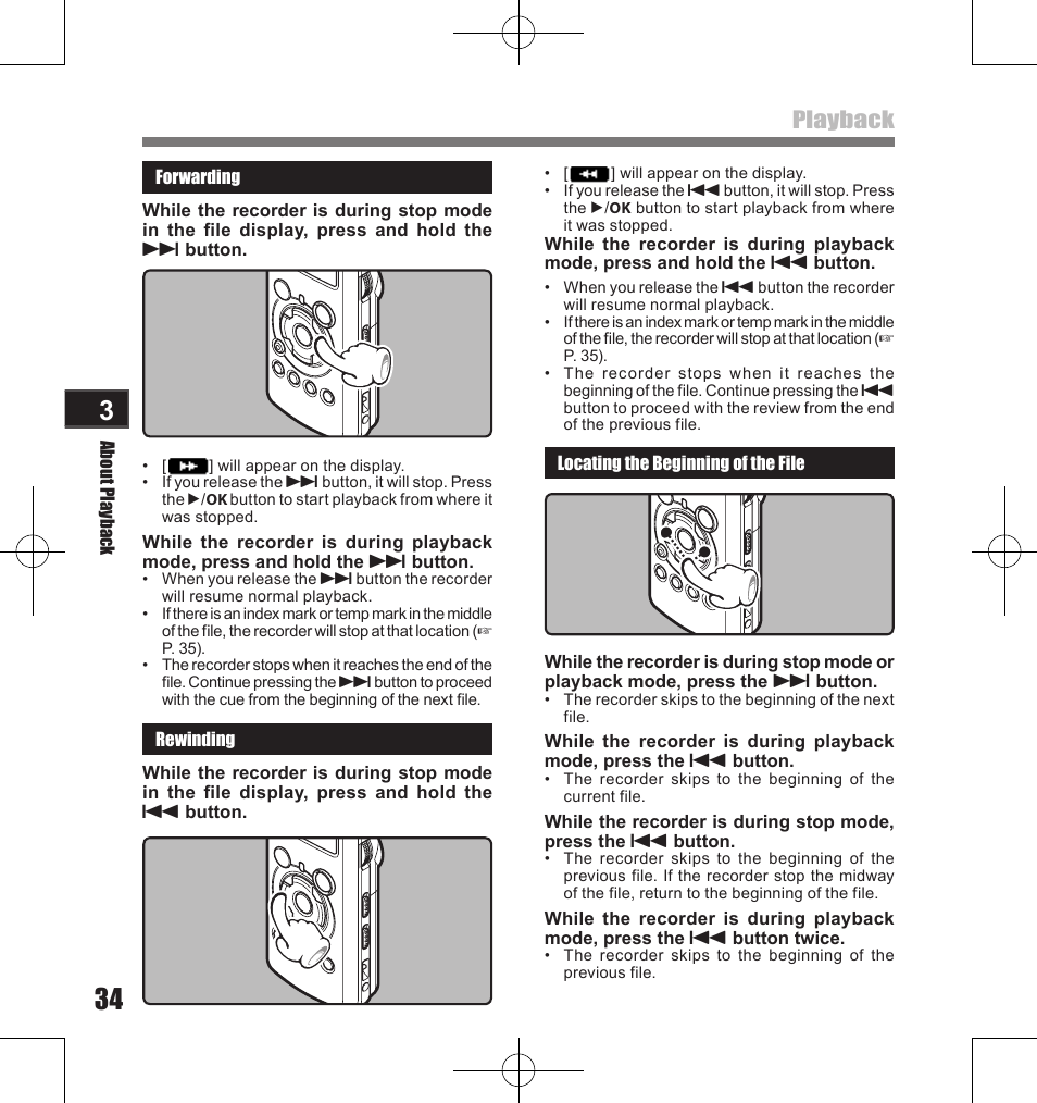 Playback | Olympus LS-11 User Manual | Page 34 / 86