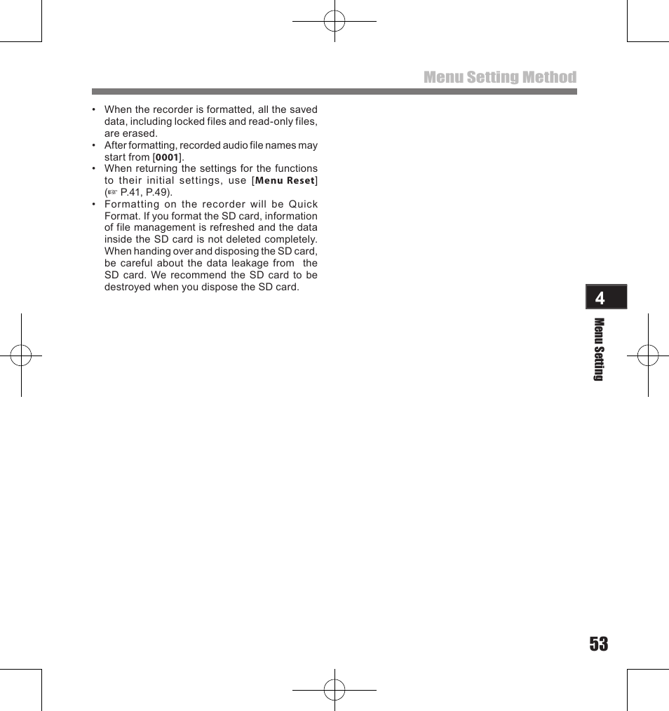 Menu setting method | Olympus LS-11 User Manual | Page 53 / 86