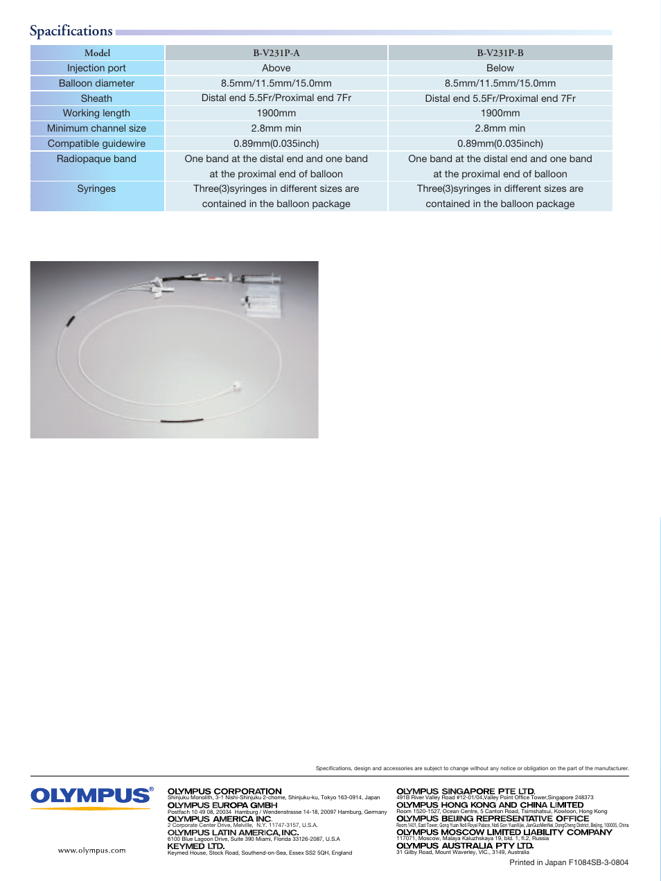 Spacifications | Olympus StarTip V User Manual | Page 7 / 18