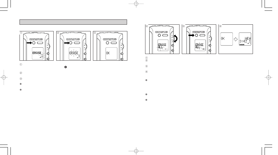 Erase, Erase all (erasure of all messages in a folder), Erasing a message | Olympus DS 150 User Manual | Page 12 / 18