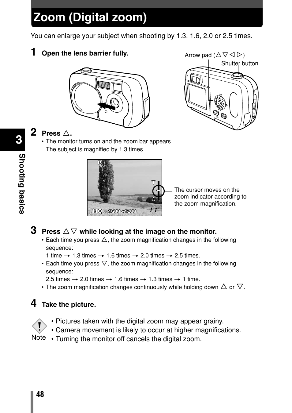 Zoom (digital zoom) | Olympus Comedia C-150 User Manual | Page 49 / 148