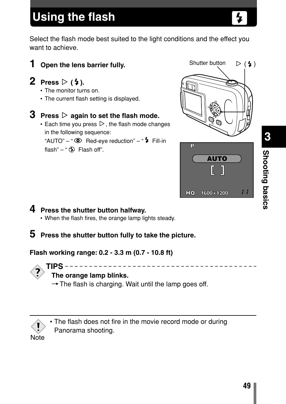 Using the flash | Olympus Comedia C-150 User Manual | Page 50 / 148