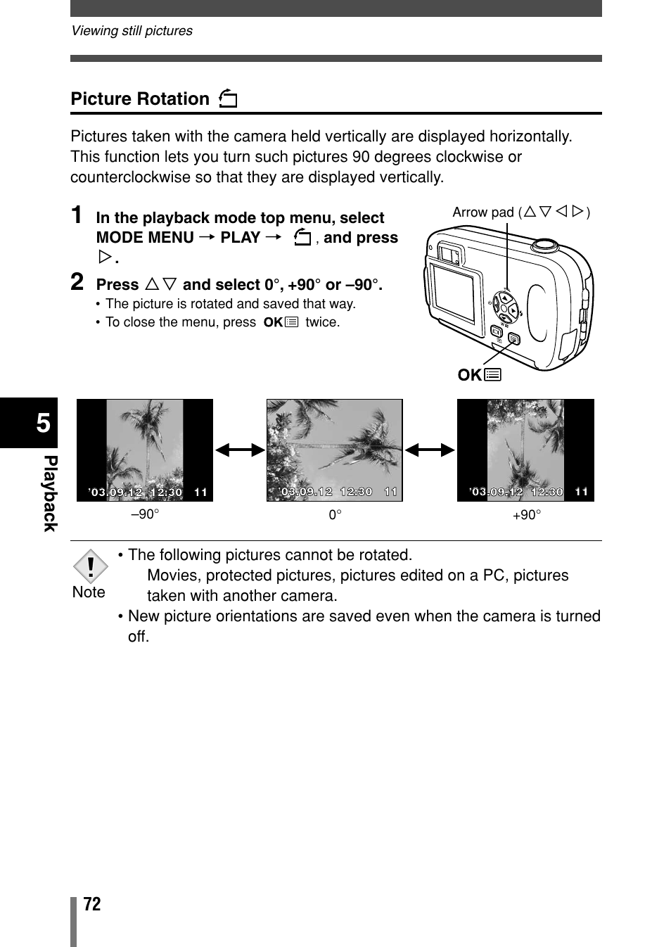 Picture rotation | Olympus Comedia C-150 User Manual | Page 73 / 148
