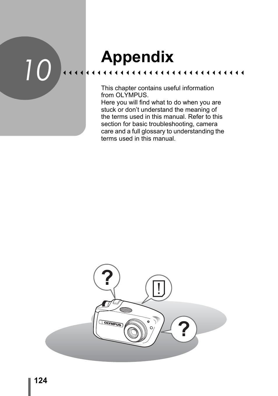 10 appendix, Appendix, P.124 | Olympus C-1 User Manual | Page 124 / 158