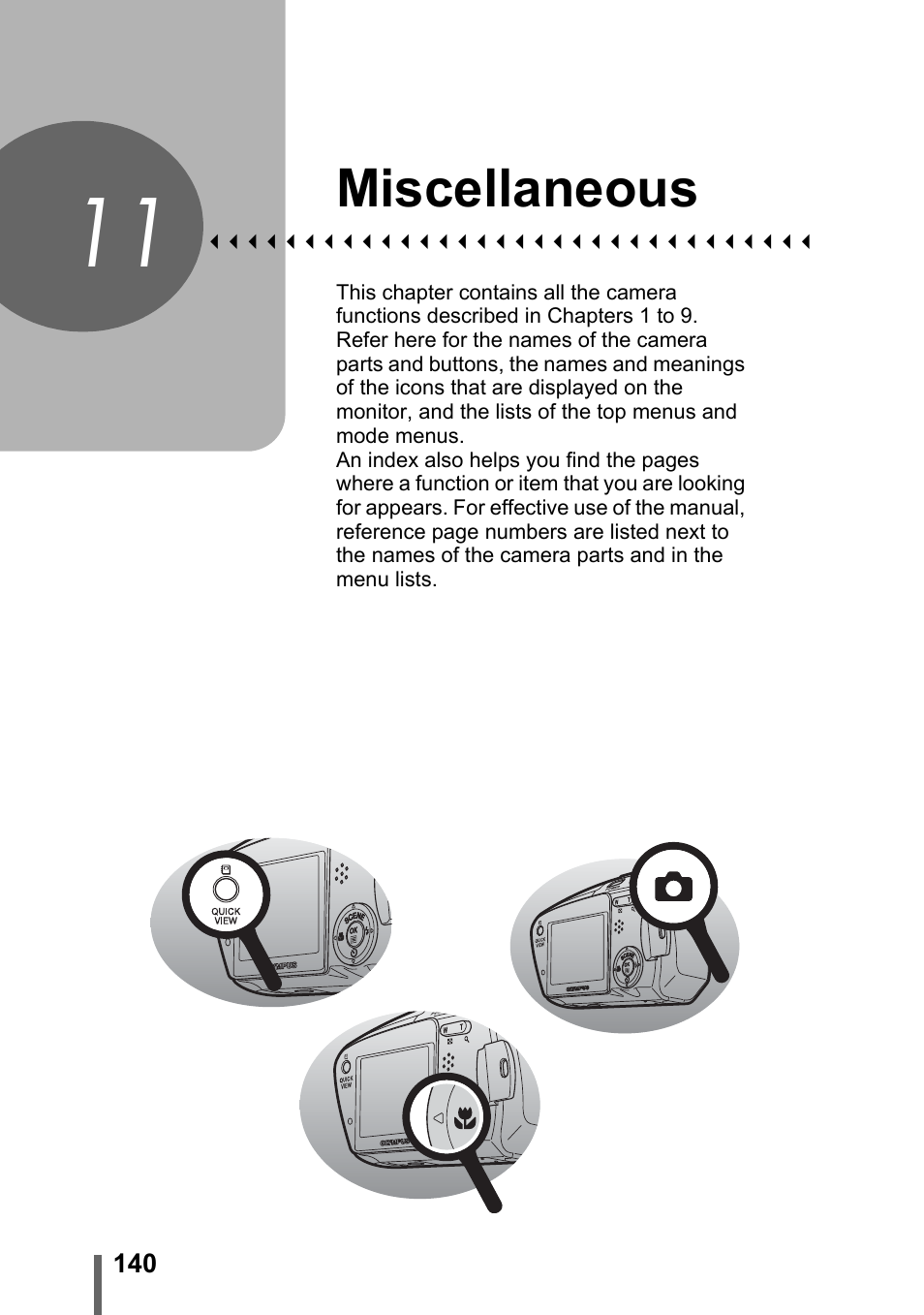 11 miscellaneous, Miscellaneous, P.140 | Olympus C-1 User Manual | Page 140 / 158