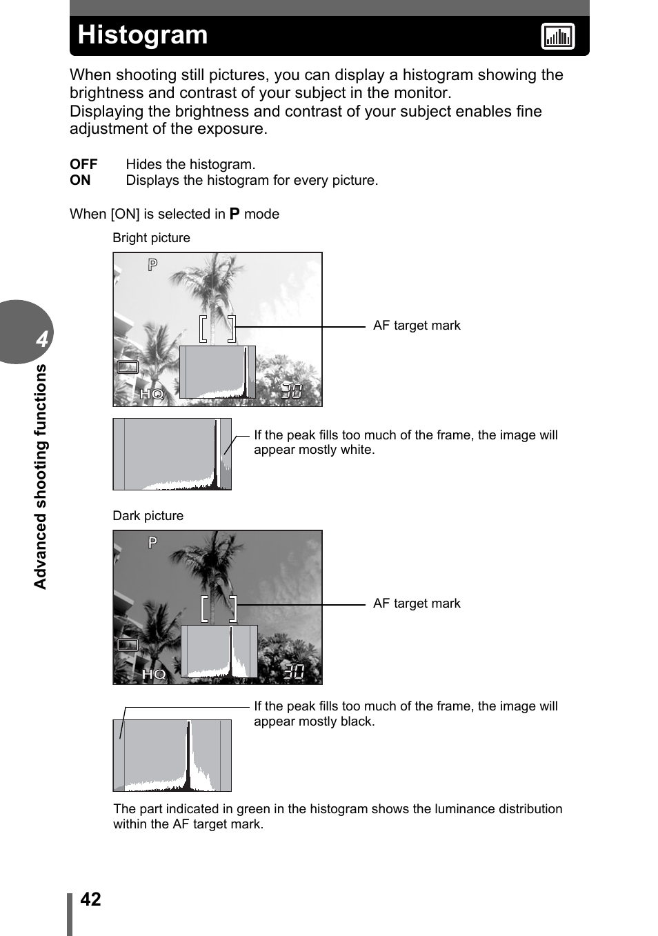 Histogram | Olympus C-1 User Manual | Page 42 / 158