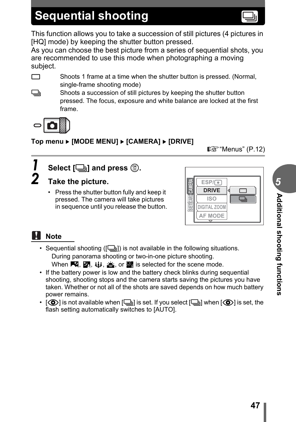 Sequential shooting | Olympus C-1 User Manual | Page 47 / 158