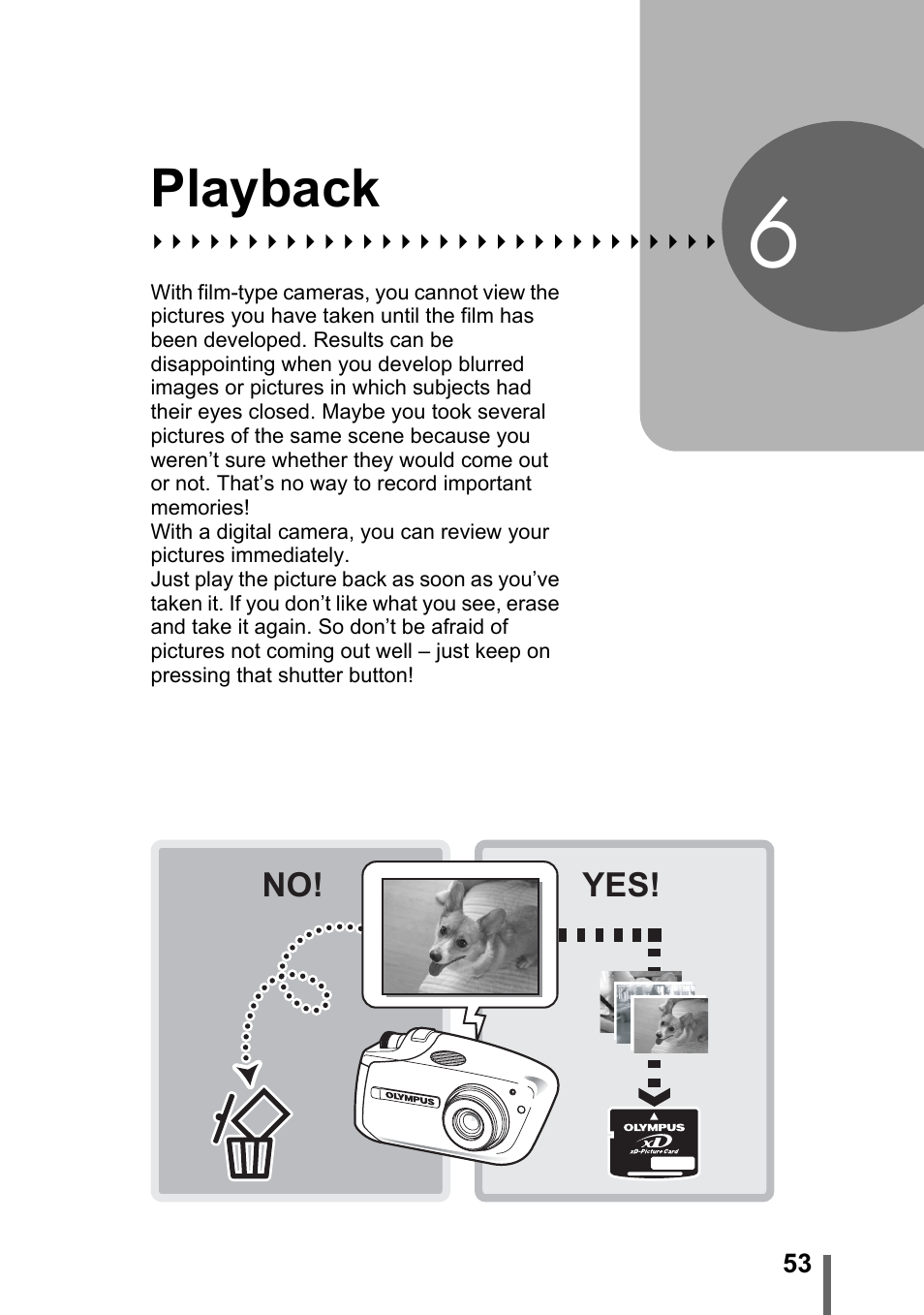 6 playback, Playback, P.53 | Olympus C-1 User Manual | Page 53 / 158