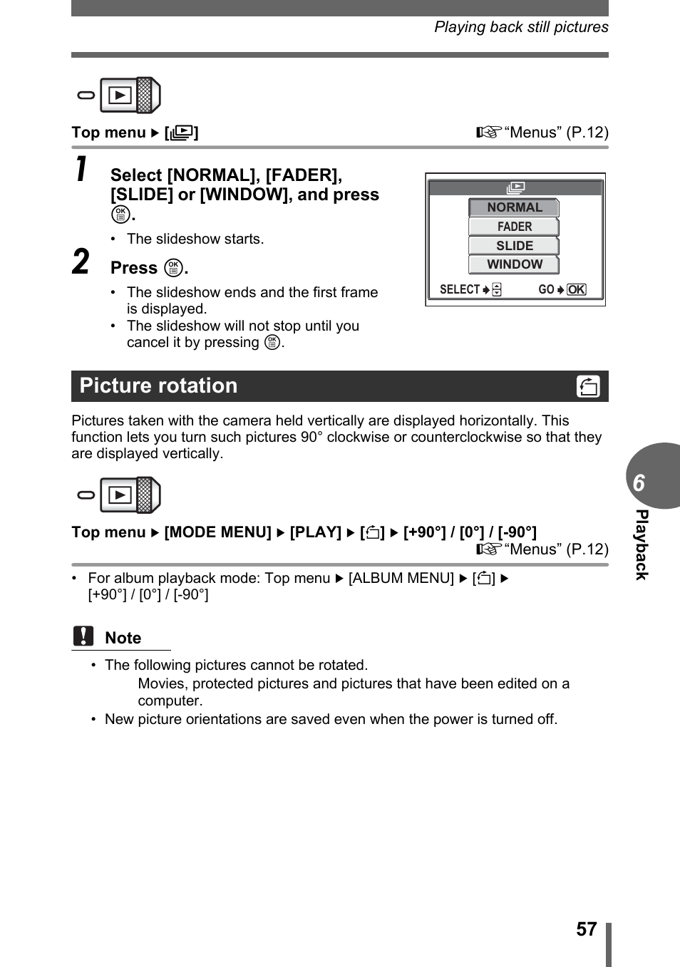 Picture rotation | Olympus C-1 User Manual | Page 57 / 158