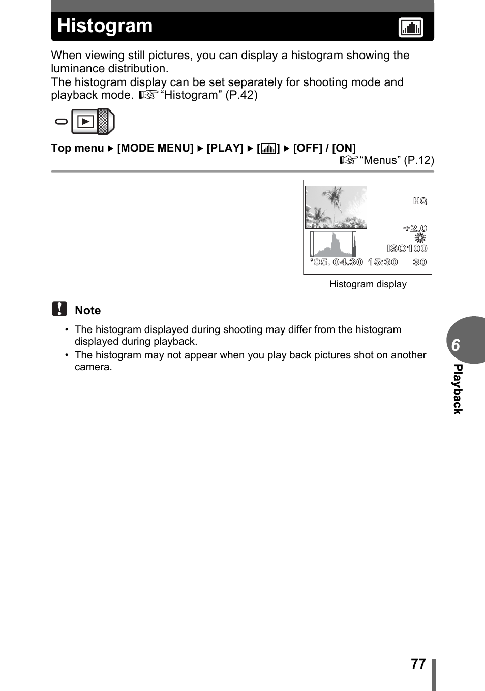 Histogram | Olympus C-1 User Manual | Page 77 / 158