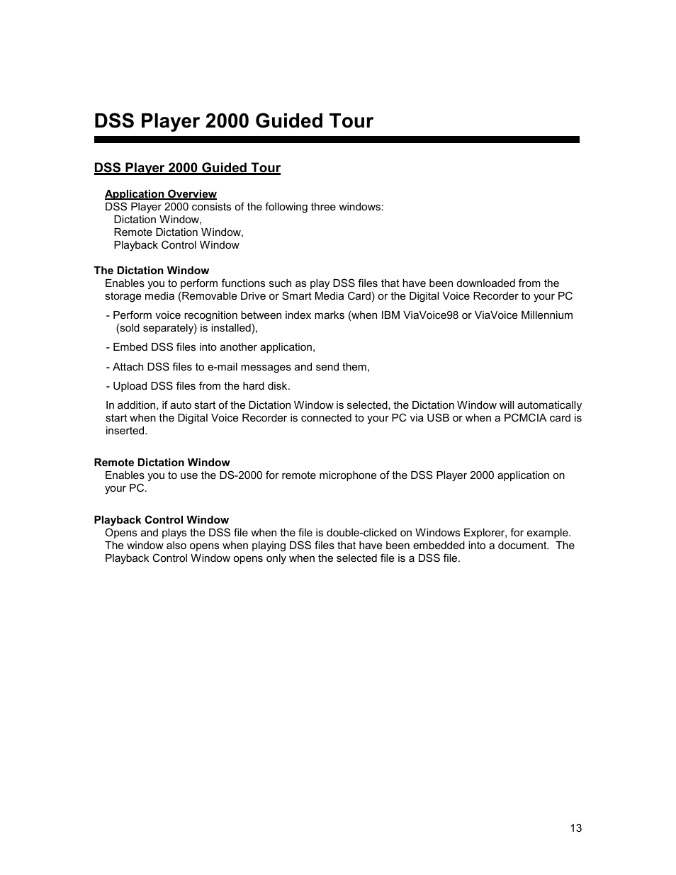 Dss player 2000 guided tour | Olympus 2000 User Manual | Page 13 / 54