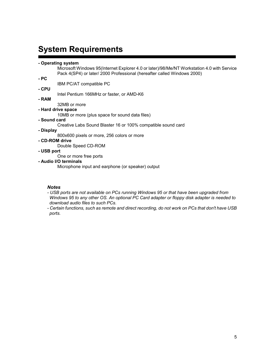 System requirements | Olympus 2000 User Manual | Page 5 / 54