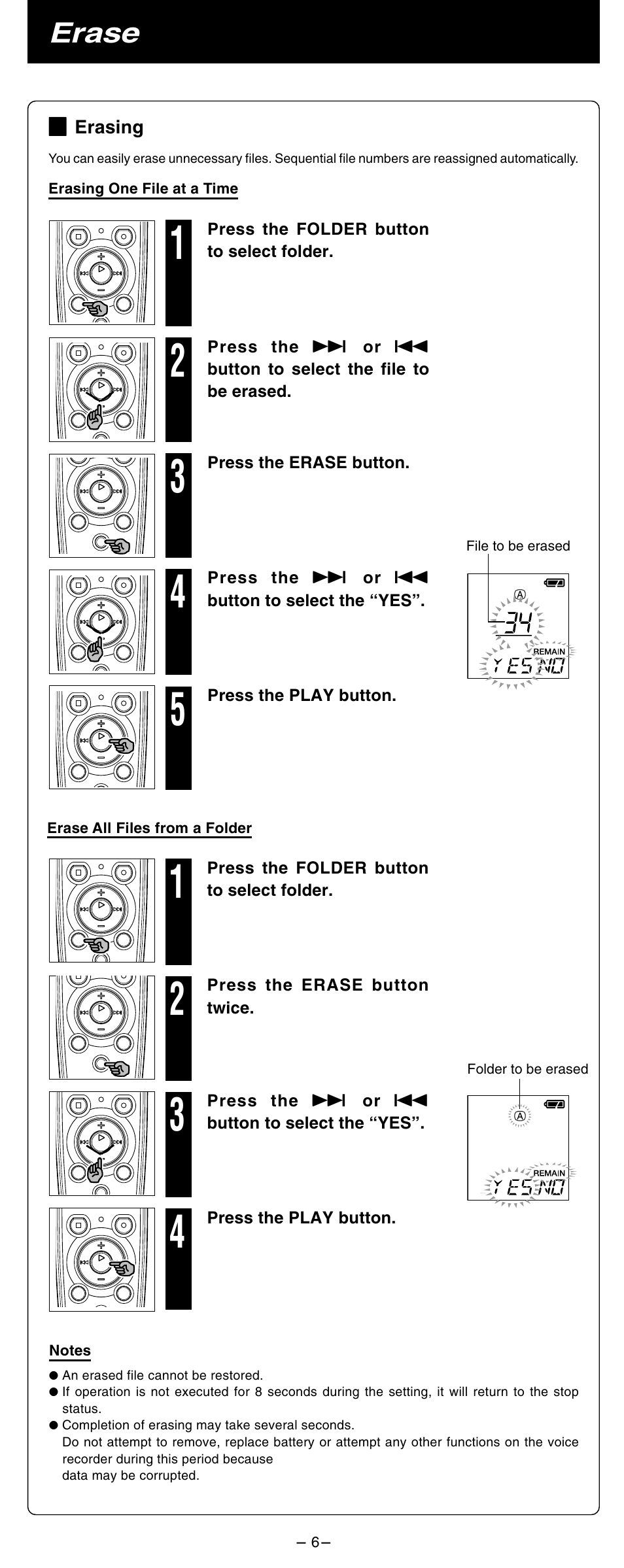 Erase | Olympus VN-2100 User Manual | Page 6 / 10