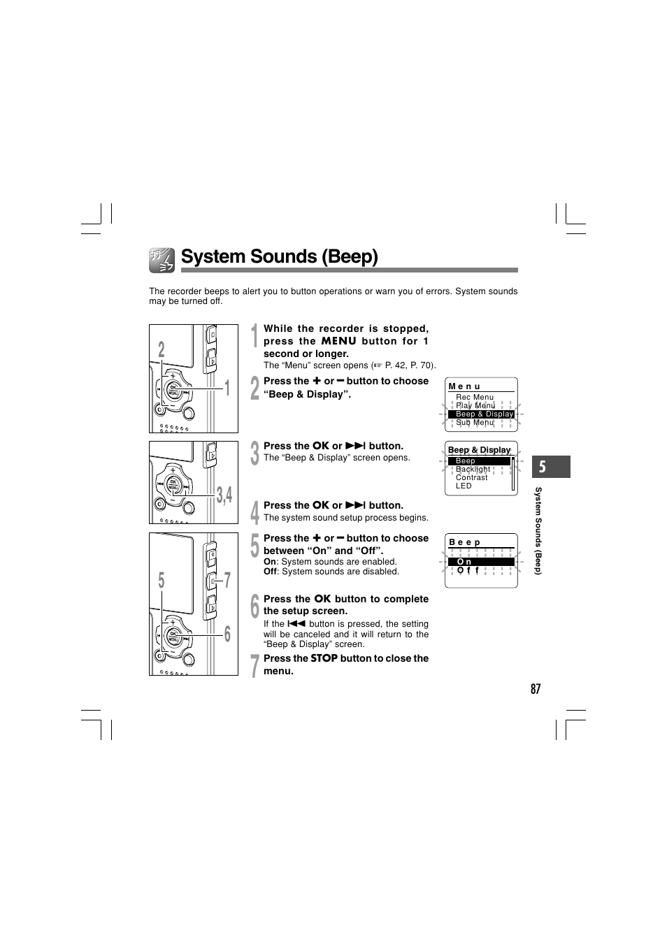 System sounds (beep) | Olympus WS-331M User Manual | Page 87 / 102