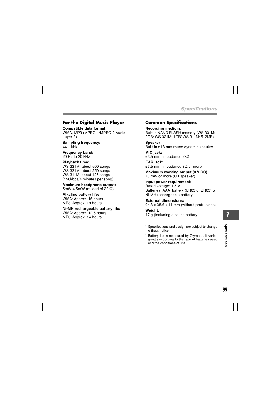 Olympus WS-331M User Manual | Page 99 / 102