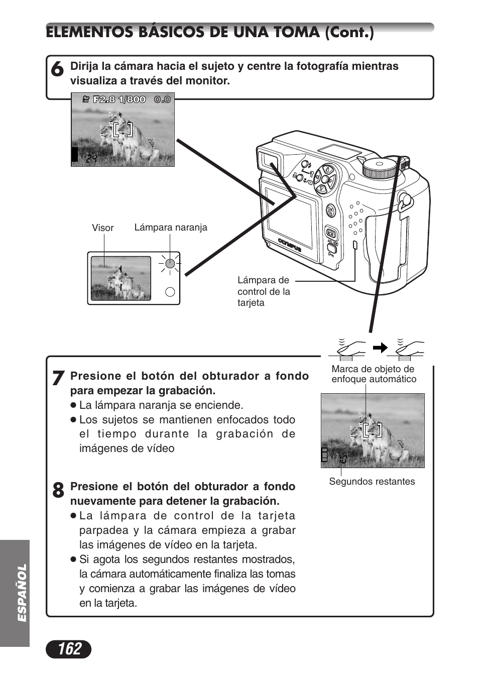 Elementos básicos de una toma (cont.) | Olympus CAMEDIA C-3020 Zoom User Manual | Page 162 / 180