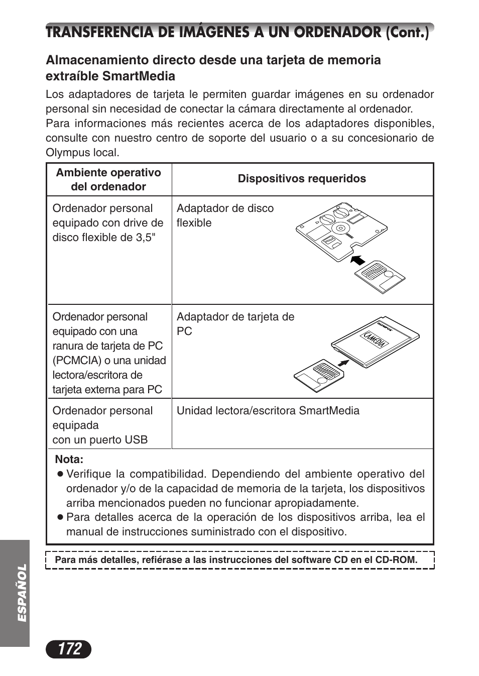 Transferencia de imágenes a un ordenador (cont.) | Olympus CAMEDIA C-3020 Zoom User Manual | Page 172 / 180