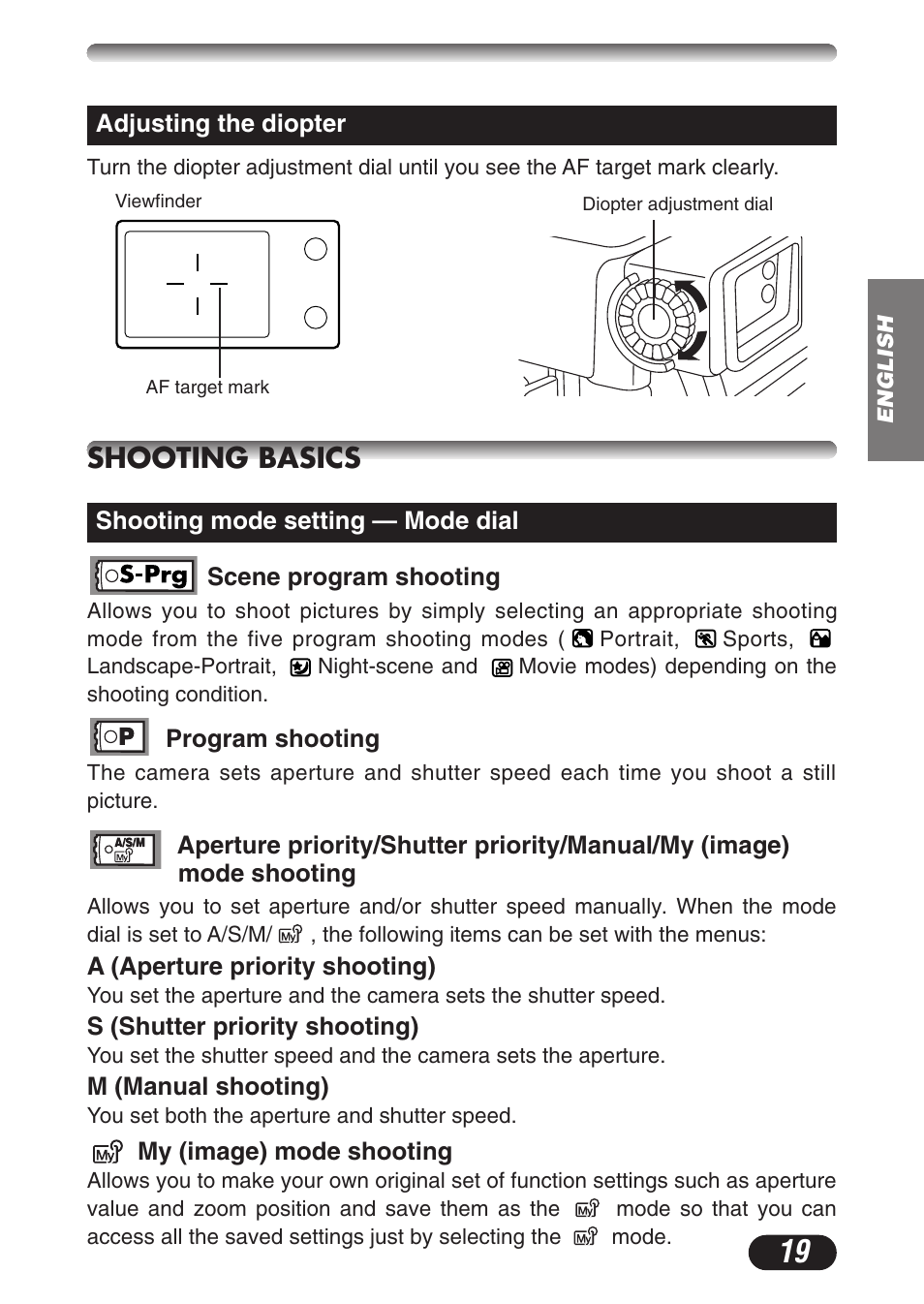Shooting basics | Olympus CAMEDIA C-3020 Zoom User Manual | Page 19 / 180