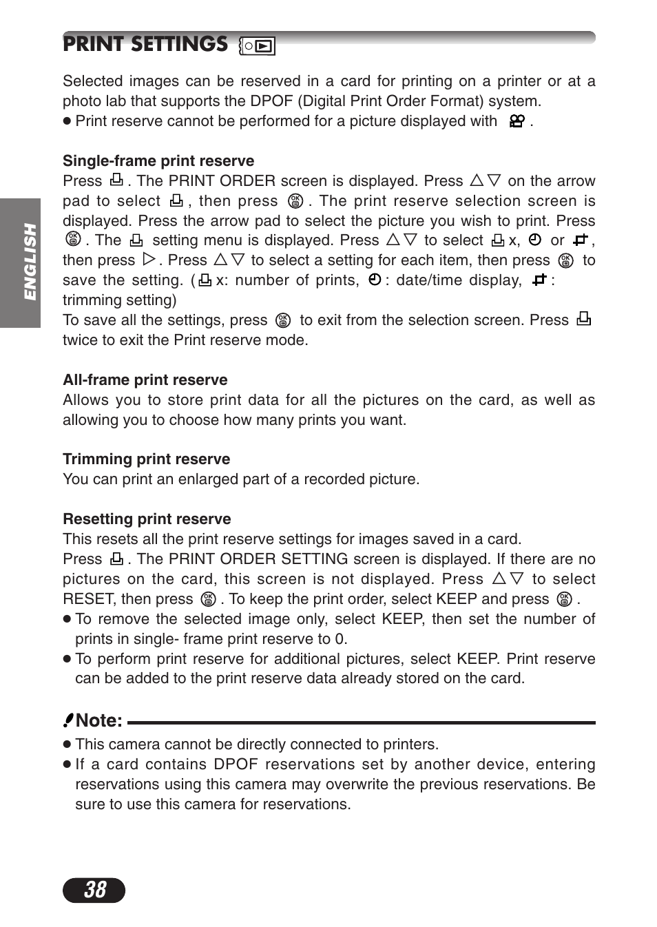 Print settings | Olympus CAMEDIA C-3020 Zoom User Manual | Page 38 / 180