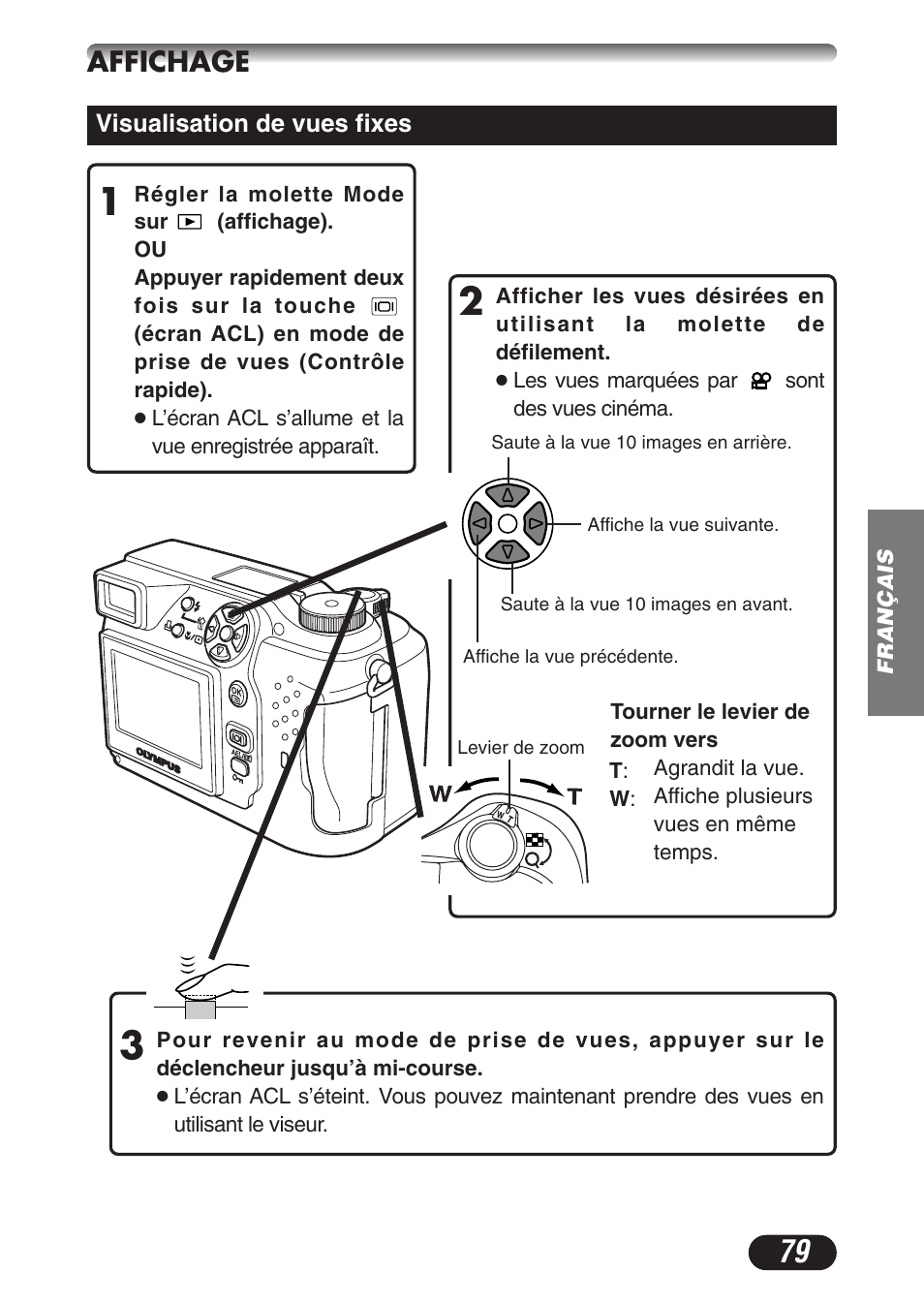 Affichage | Olympus CAMEDIA C-3020 Zoom User Manual | Page 79 / 180