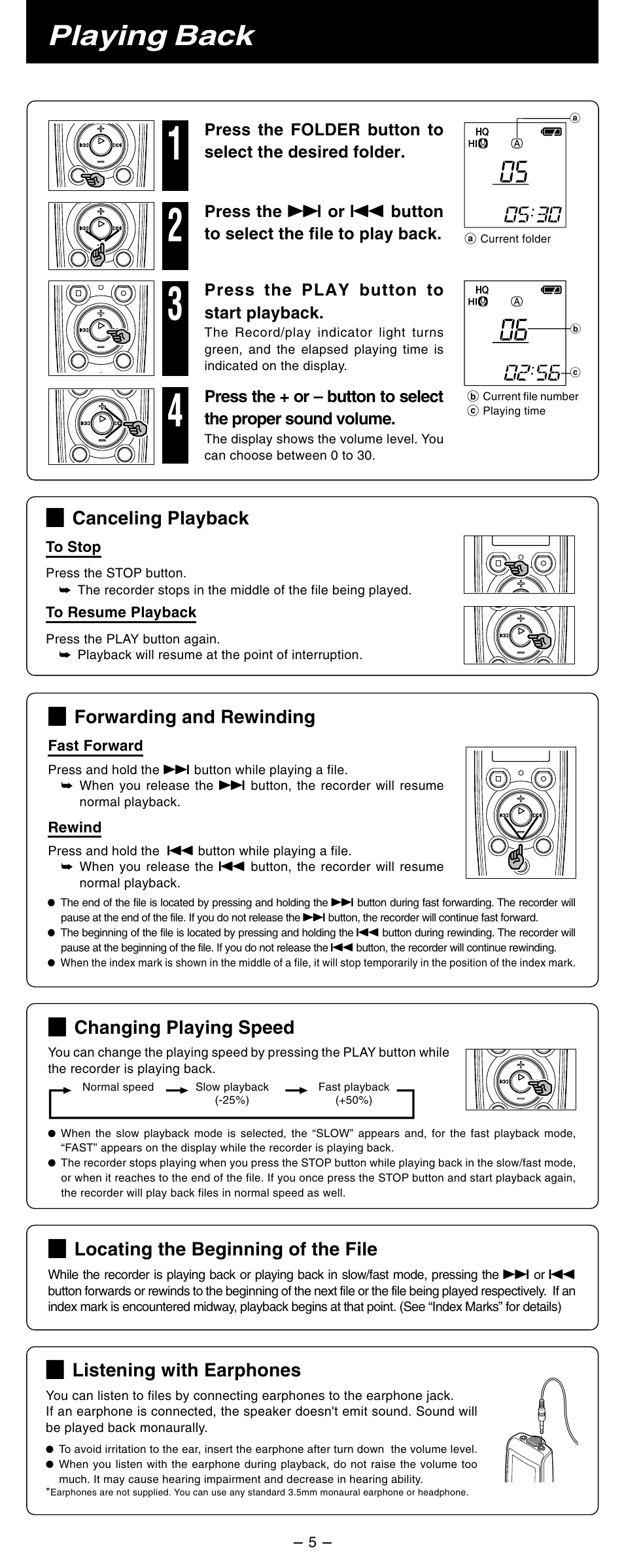 Playing back | Olympus VN 4100PC User Manual | Page 5 / 10