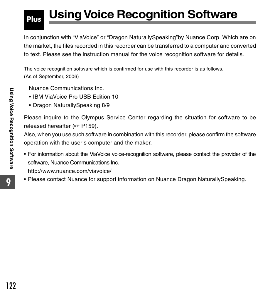 Using voice recognition software, Plus | Olympus DS-50 User Manual | Page 122 / 163