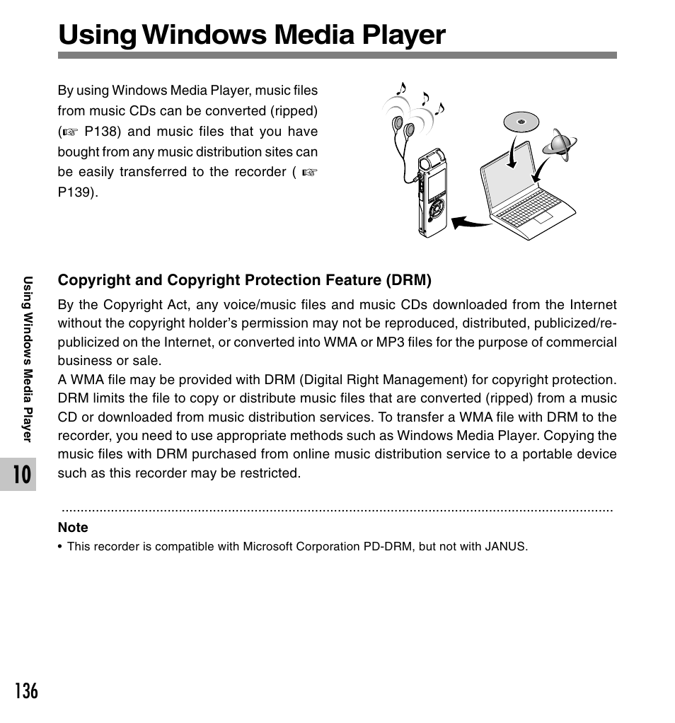 Using windows media player | Olympus DS-50 User Manual | Page 136 / 163