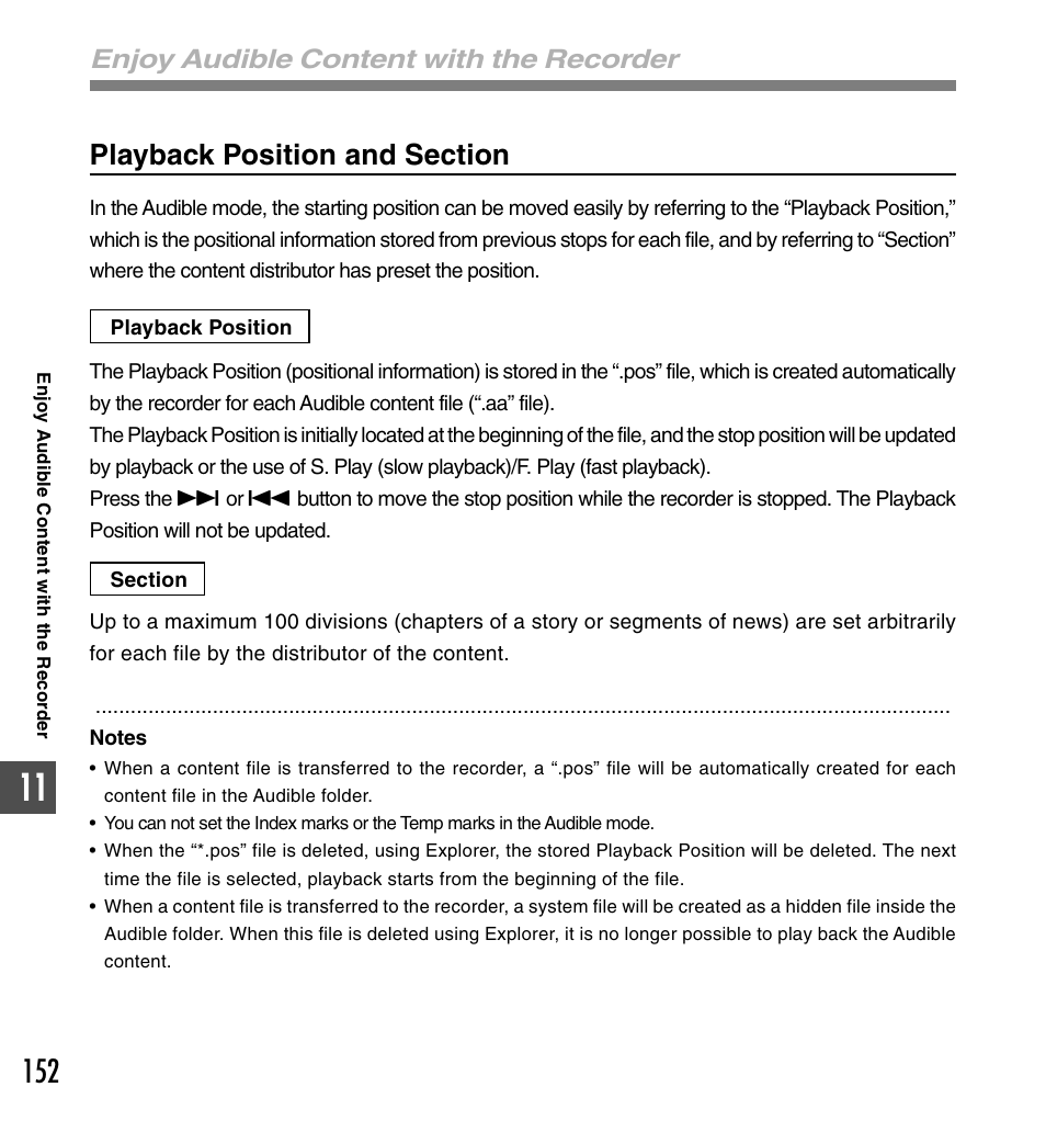 Enjoy audible content with the recorder | Olympus DS-50 User Manual | Page 152 / 163