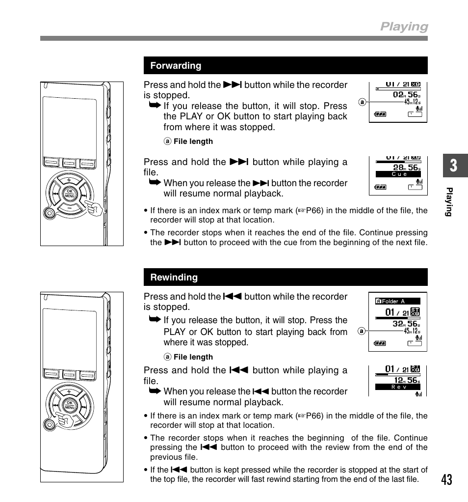 Playing | Olympus DS-50 User Manual | Page 43 / 163