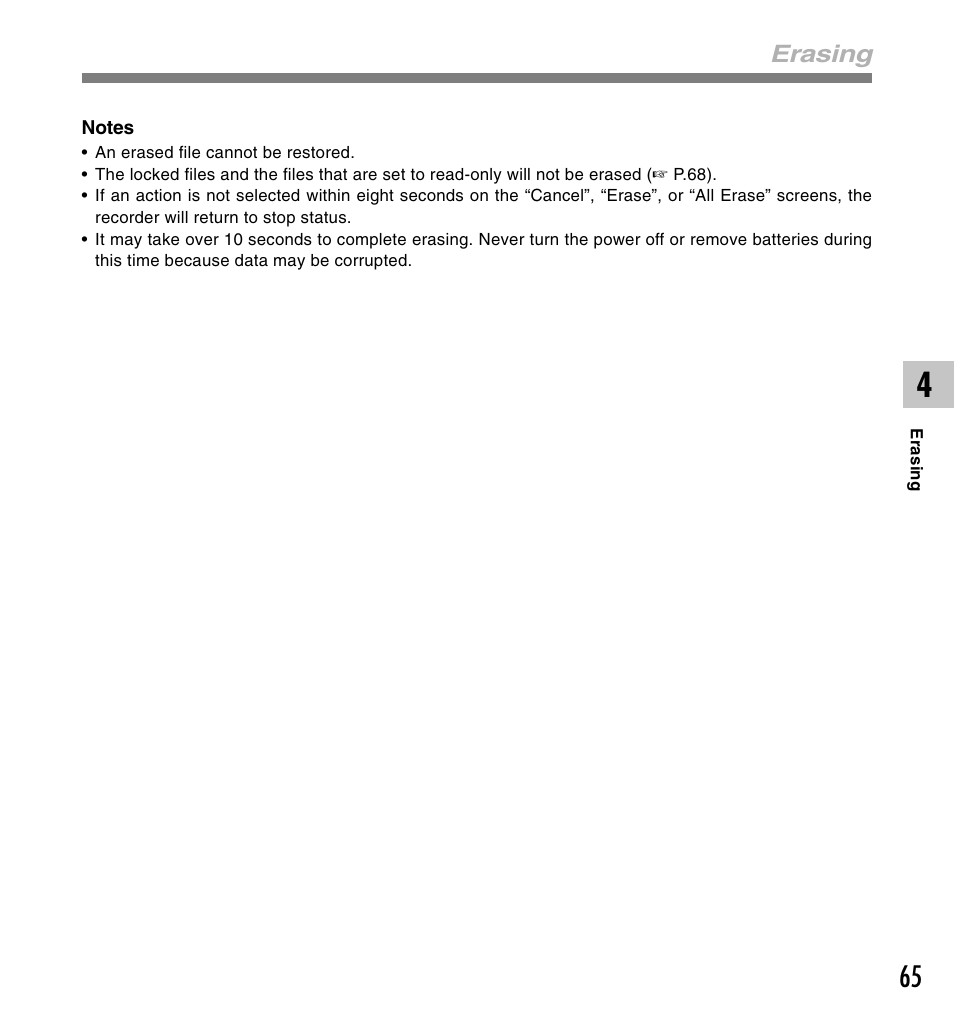 Erasing | Olympus DS-50 User Manual | Page 65 / 163