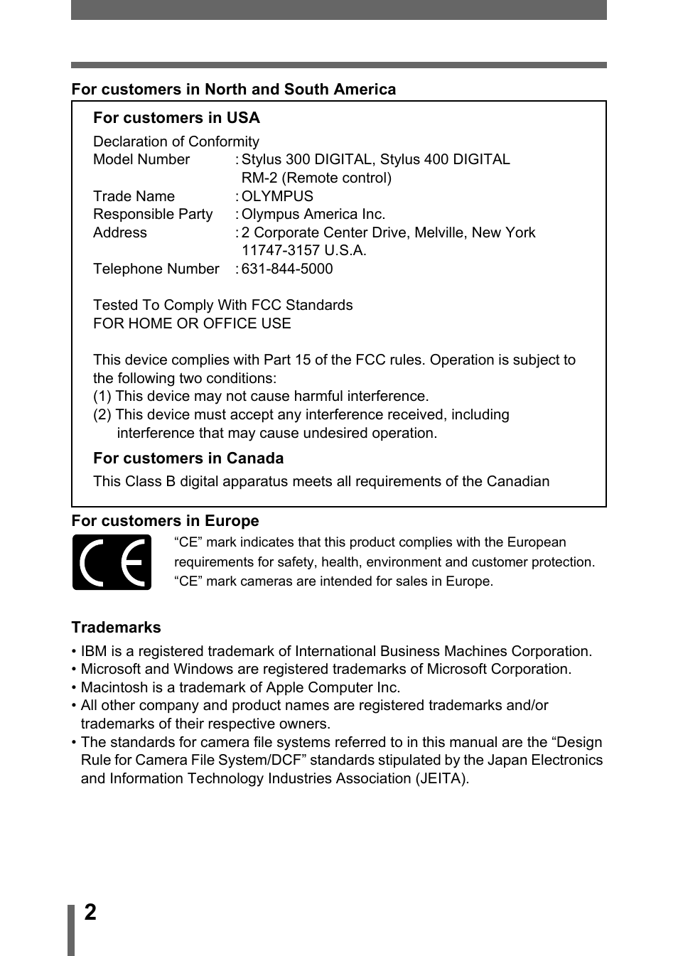 Olympus 300 DIGITAL User Manual | Page 3 / 173