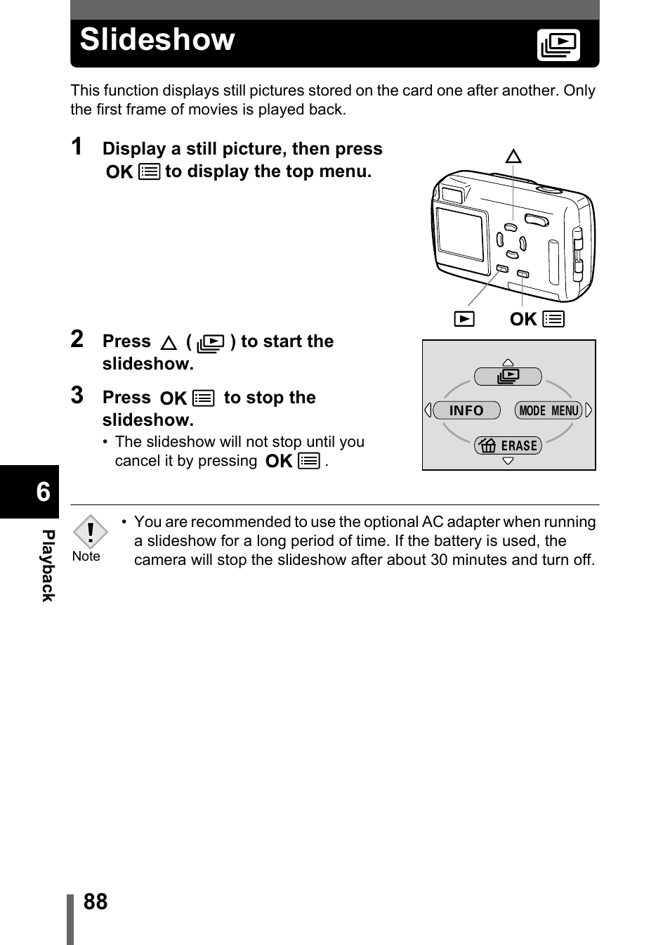 Slideshow, P.88 | Olympus 300 DIGITAL User Manual | Page 89 / 173