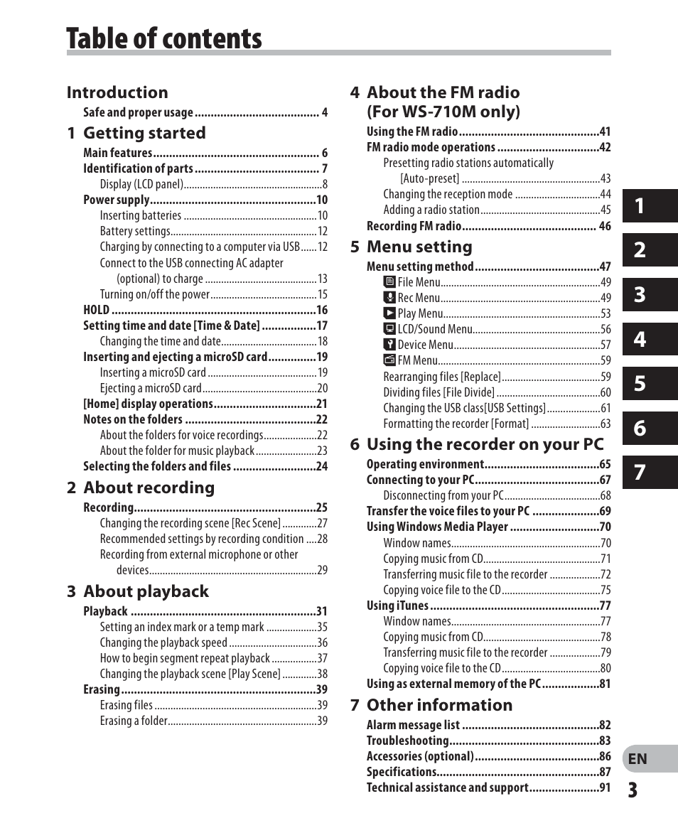 Olympus WS 700M User Manual | Page 3 / 92