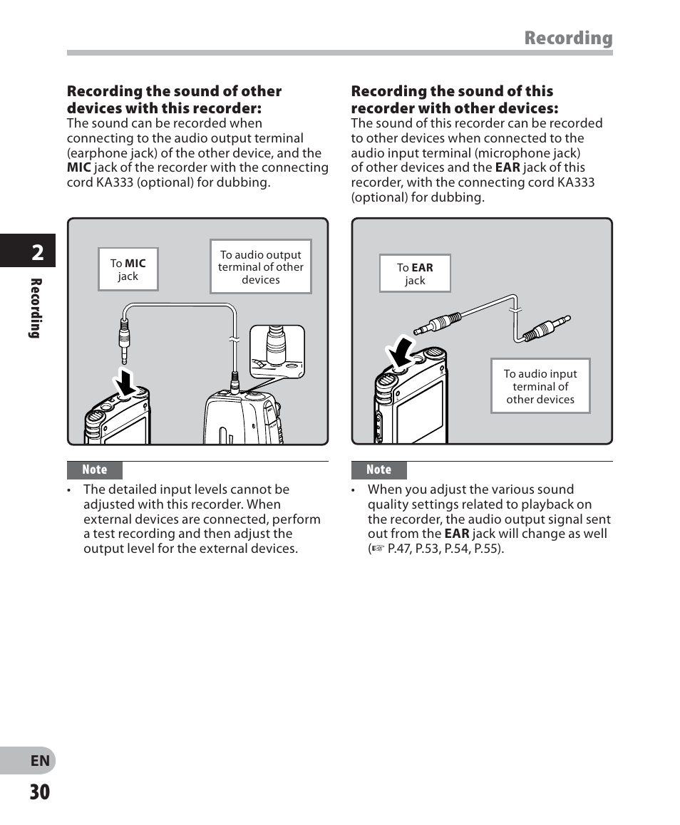 Recording | Olympus WS 700M User Manual | Page 30 / 92