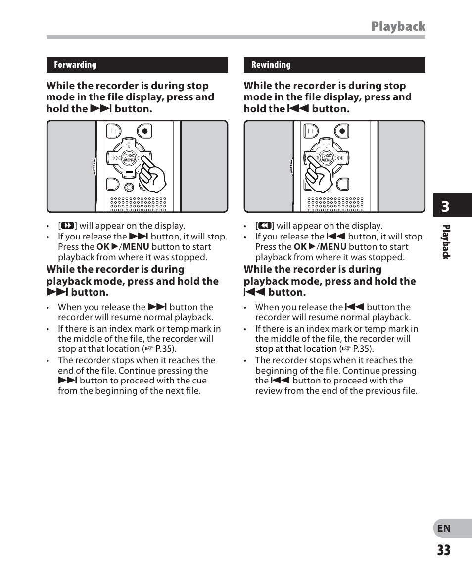 Playback | Olympus WS 700M User Manual | Page 33 / 92