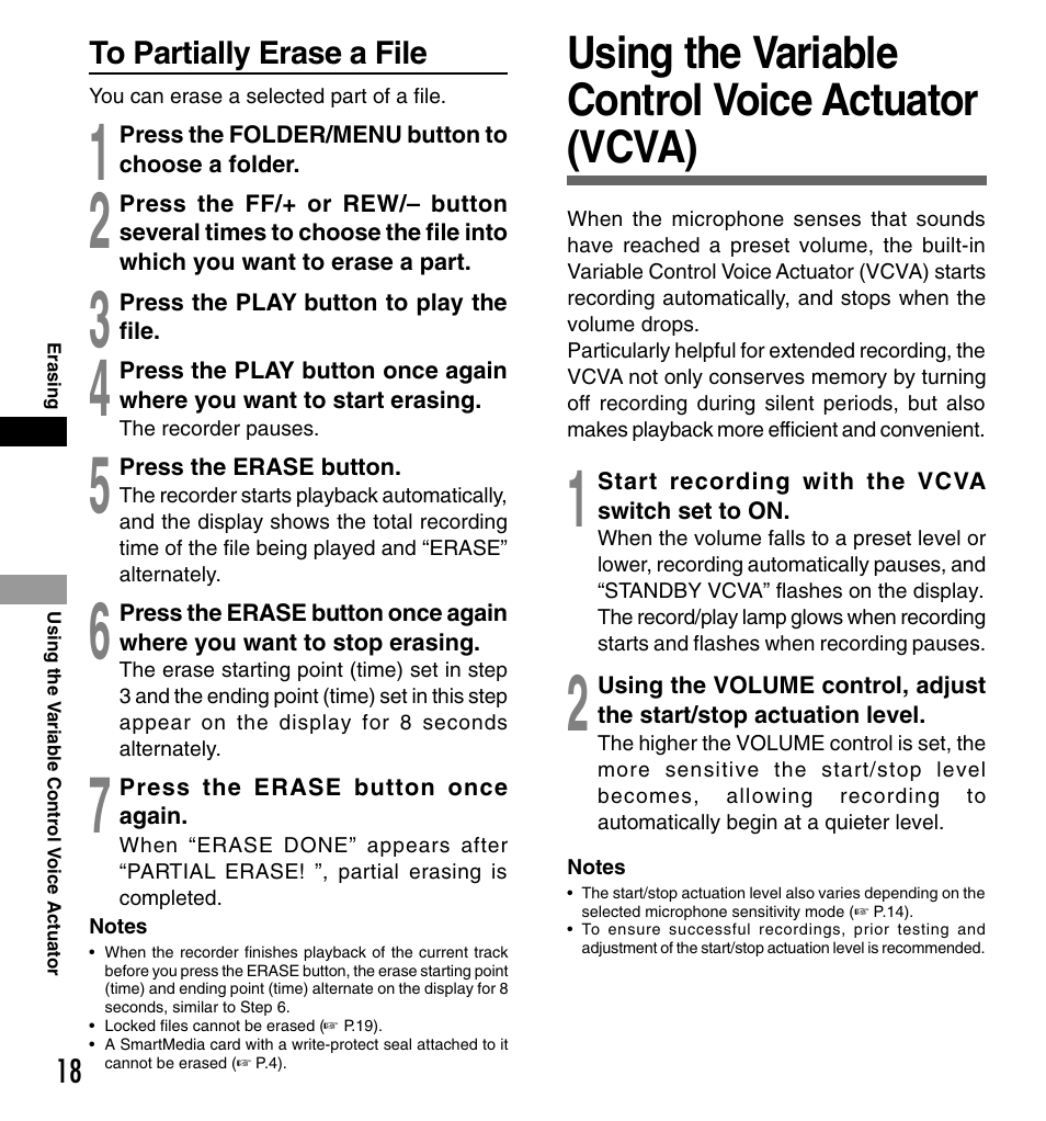 Using the variable control voice actuator (vcva) | Olympus DS-3000 User Manual | Page 18 / 32