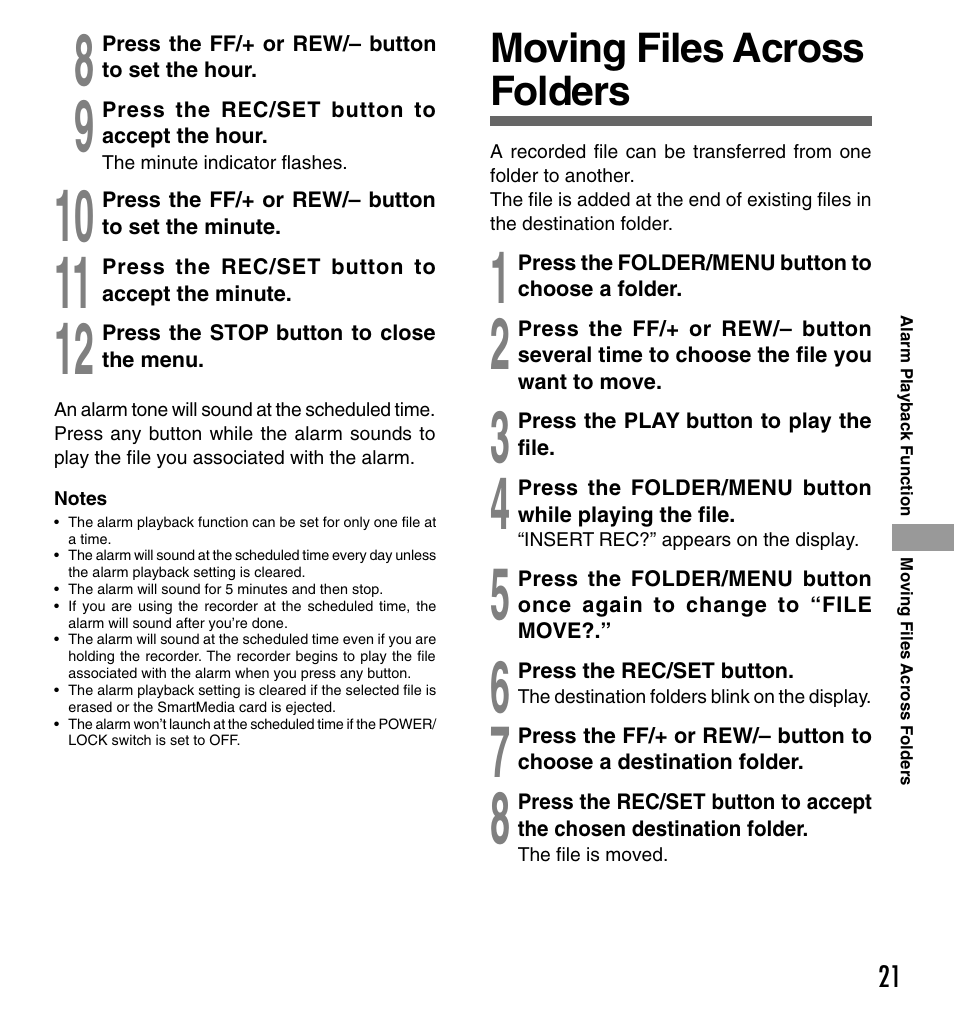 Moving files across folders | Olympus DS-3000 User Manual | Page 21 / 32