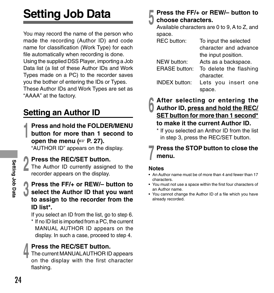 Setting job data | Olympus DS-3000 User Manual | Page 24 / 32