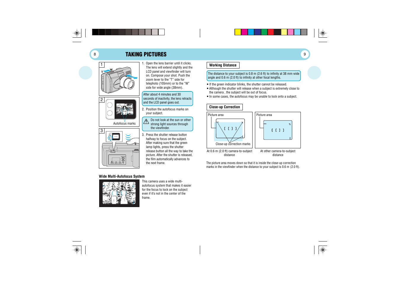 Taking pictures | Olympus 105 User Manual | Page 5 / 12