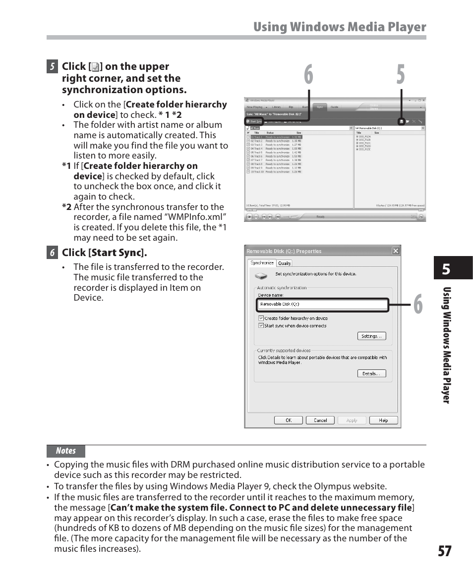 Olympus WS 450 S User Manual | Page 57 / 72