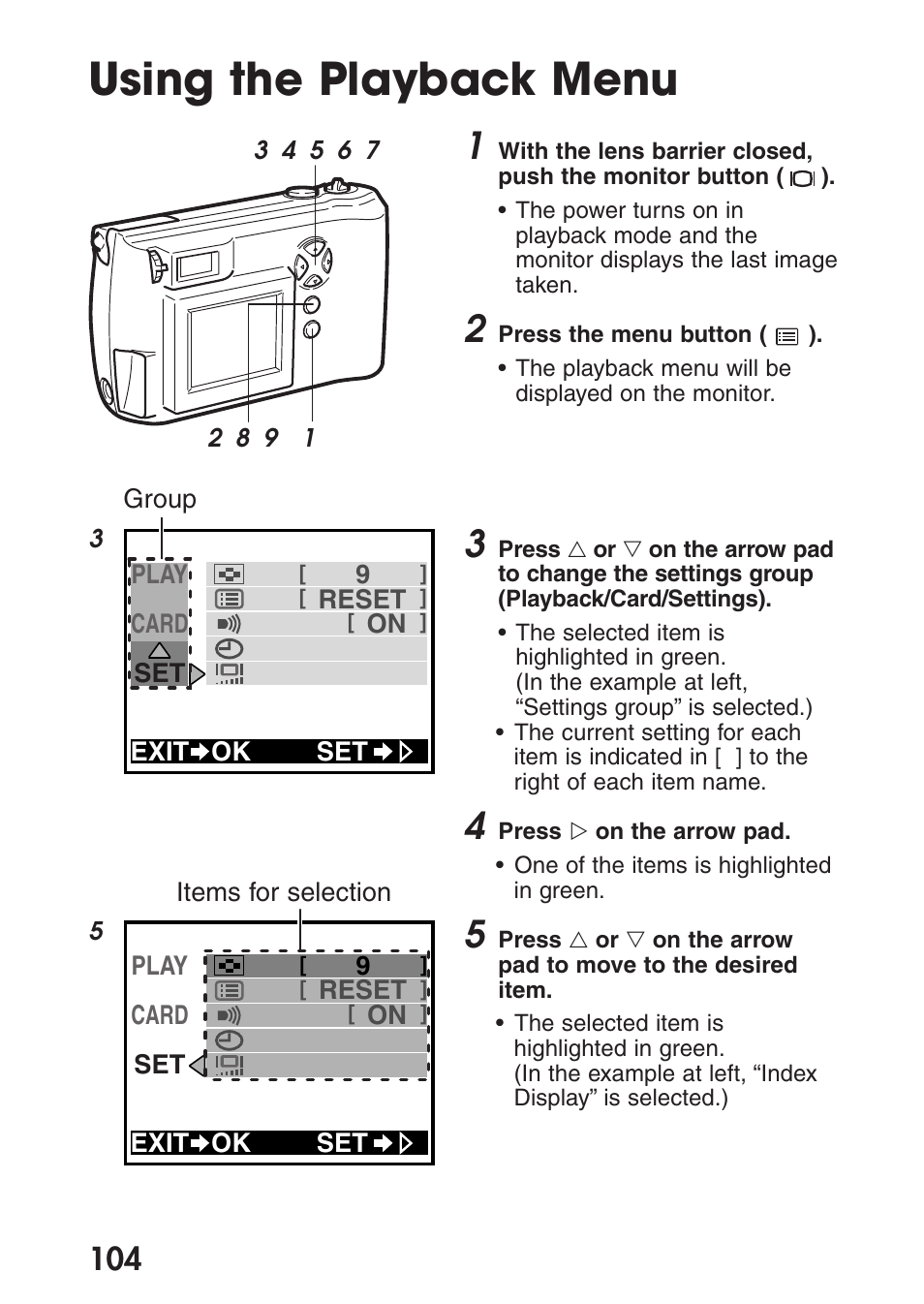 Using the playback menu | Olympus C-200 Zoom  EN User Manual | Page 114 / 162